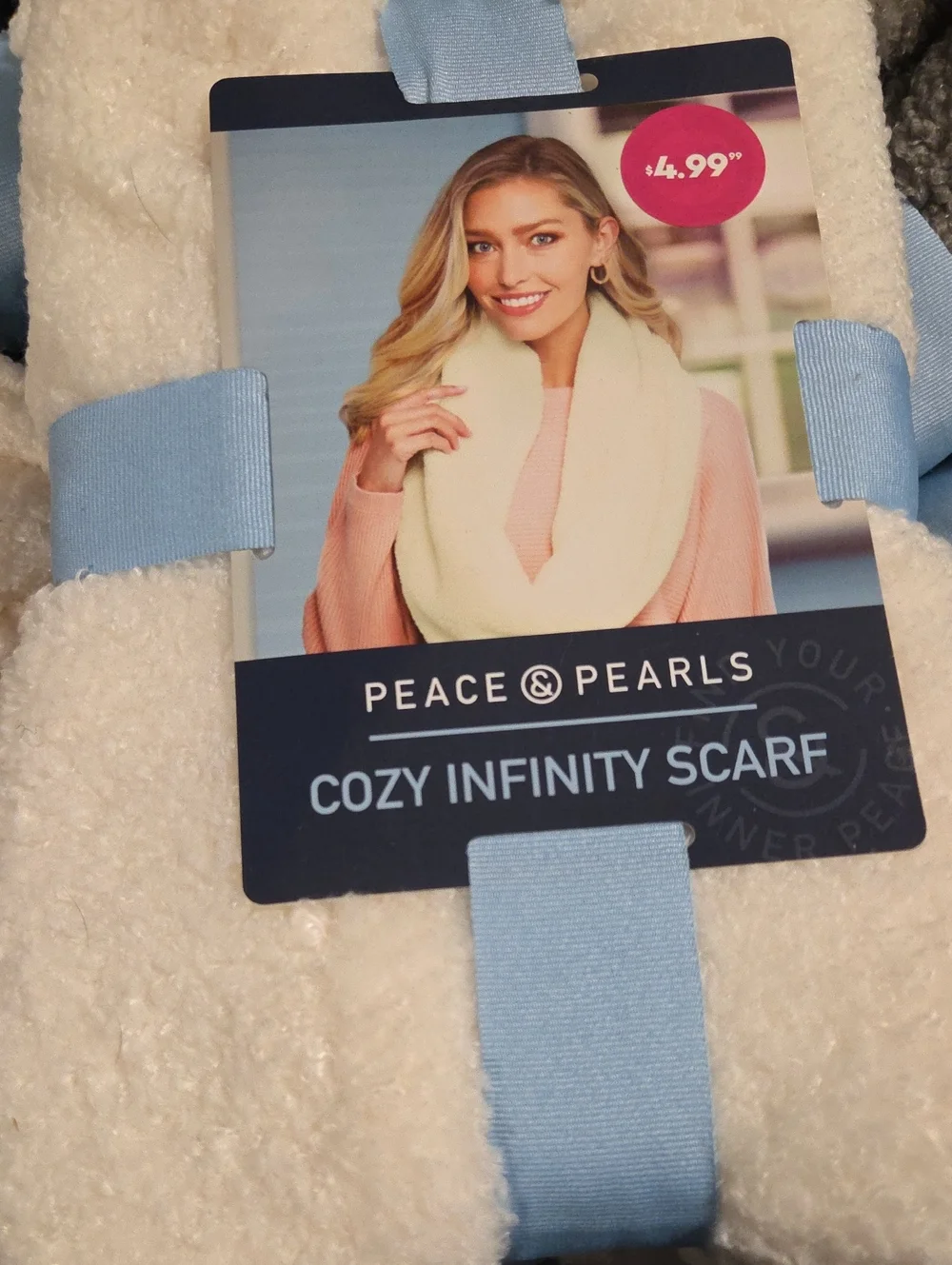 Peace & Pearls Cozy Infinity Scarf - Cream